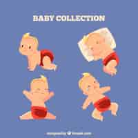 無料ベクター フラットスタイルの赤ちゃんコレクション