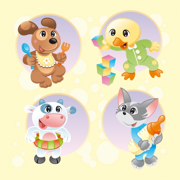 Free vector baby animals collection
