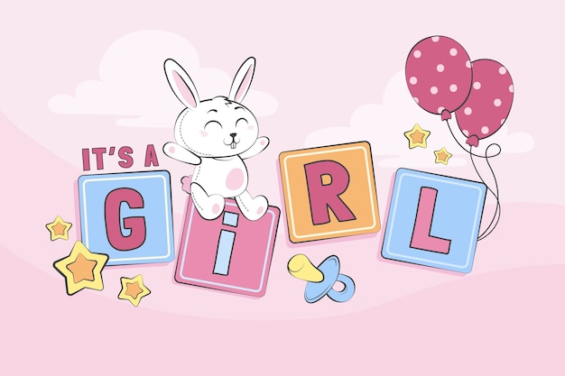 Free vector baby announcement baby girl background