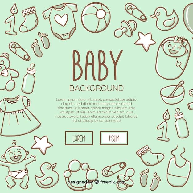 Baby background in hand drawn style