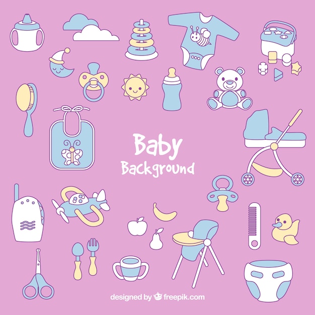 Free vector baby background with cute elements