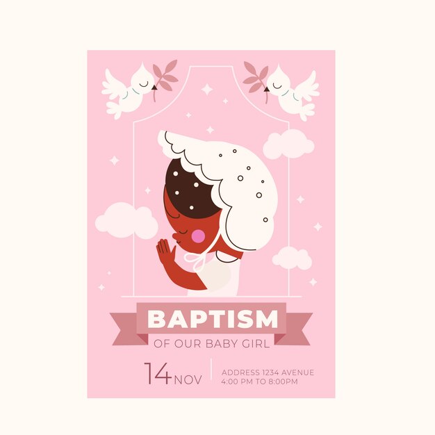 Baby baptism poster invitation template