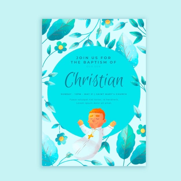 Baby baptism poster invitation template