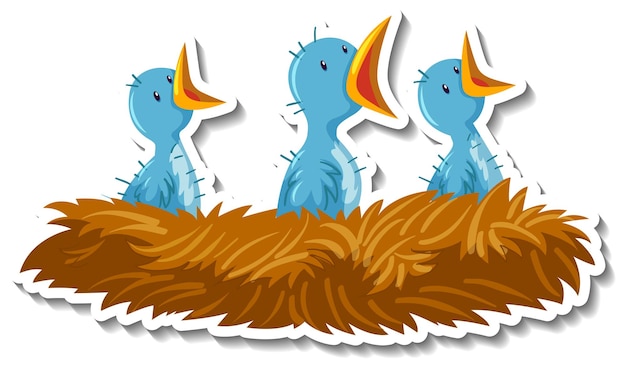 Free vector baby birds in the nest cartoon
