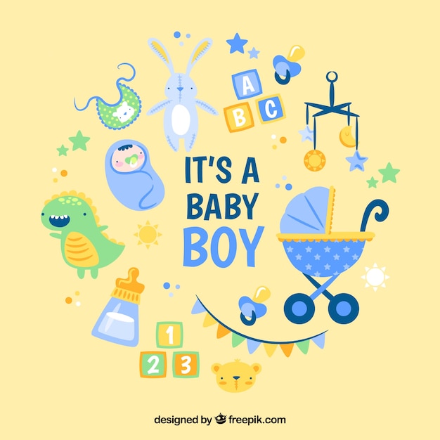 Baby boy background in flat style