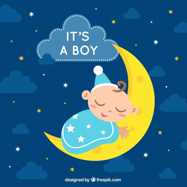 Baby boy background in flat style