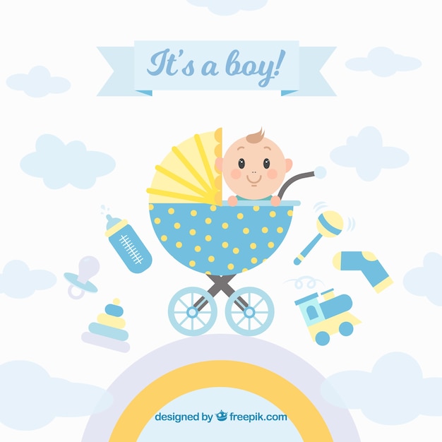 Free vector baby boy background in flat style