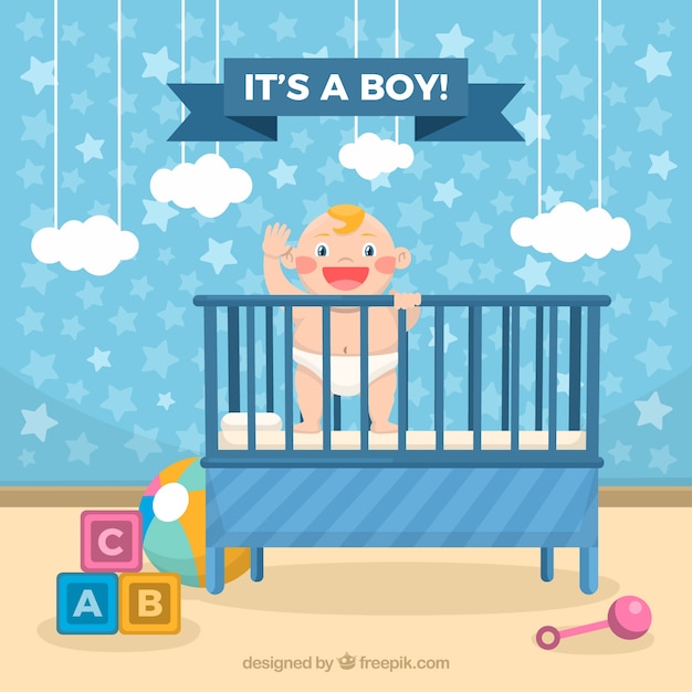 Baby boy background in flat style