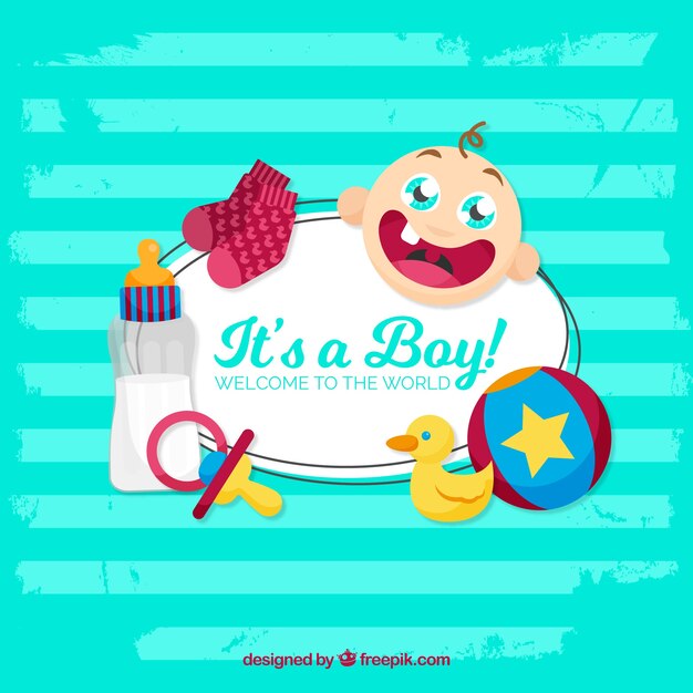 Baby boy background in flat style