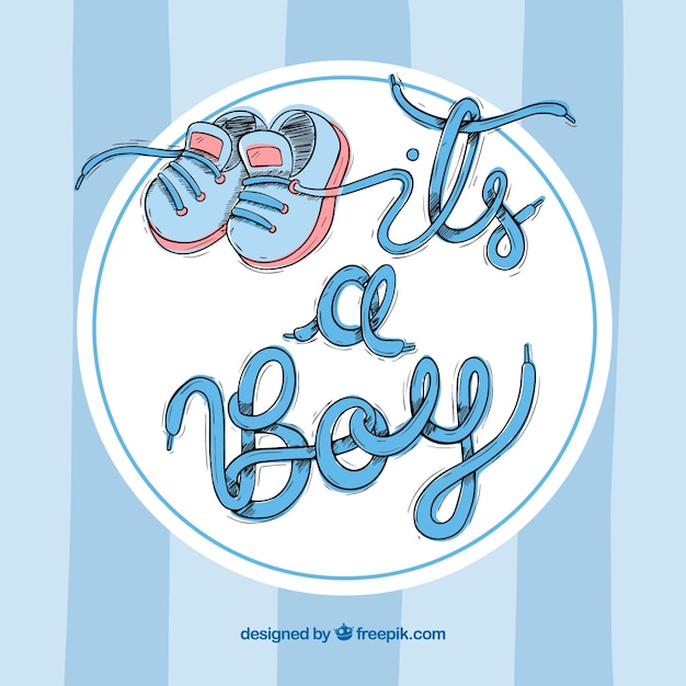 Baby boy background in hand drawn style