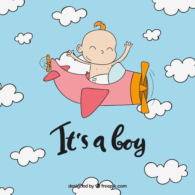 Free vector baby boy background in hand drawn style