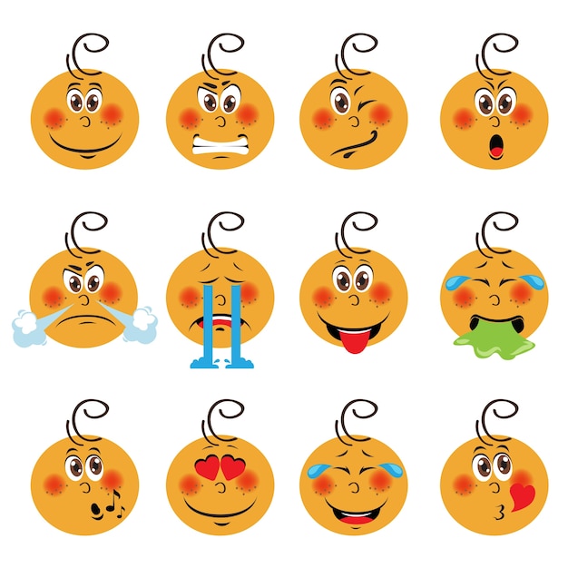 Vettore gratuito baby boy emoji set di emoticon icone