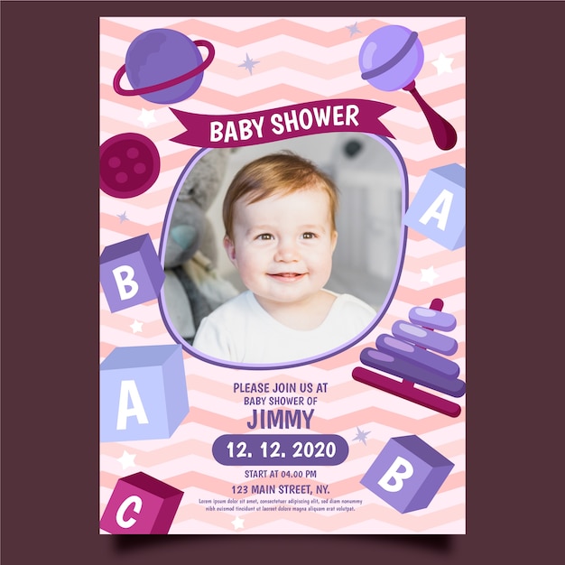 Baby boy shower invitation template event