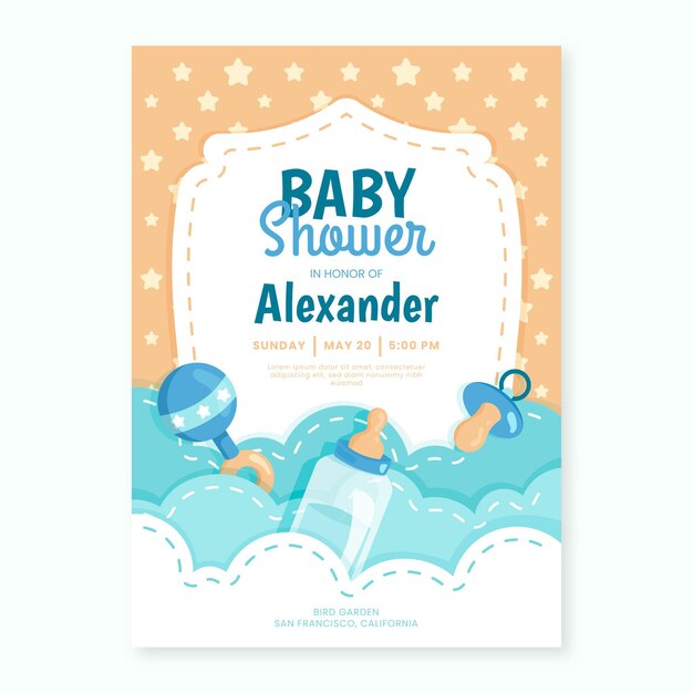 Baby boy shower invitation template
