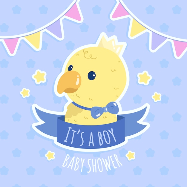 Free vector baby boy shower party with chicken