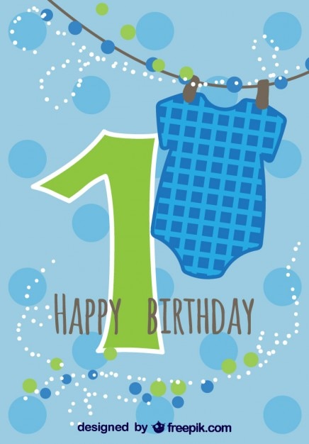 無料ベクター 赤ちゃんの最初の誕生日カード