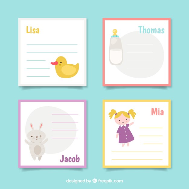 Baby cards collection in flat style