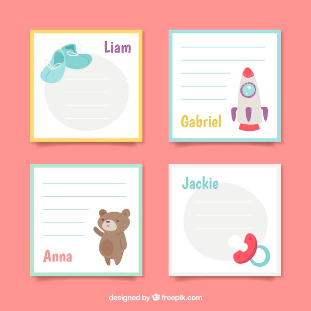 Baby cards collection in flat style