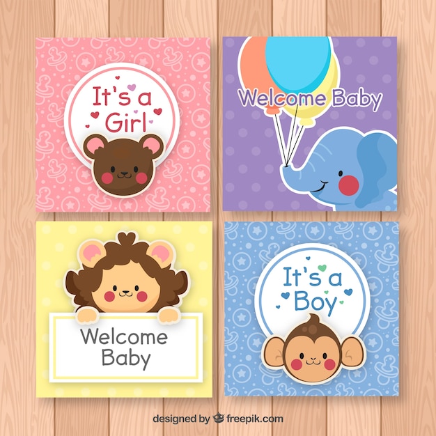 Free vector baby cards collection in flat style