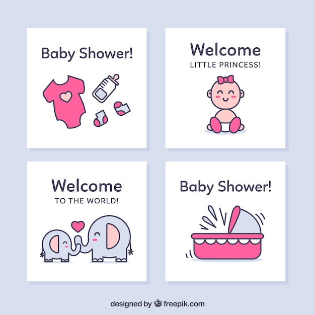 Free vector baby cards collection in flat style