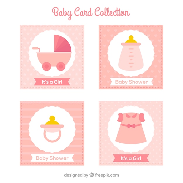 Baby cards collection in flat style