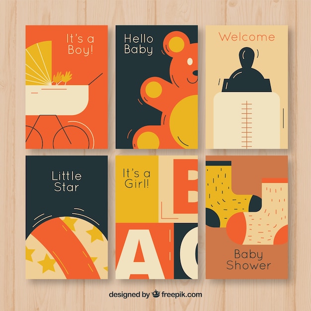 Free vector baby cards collection in flat style