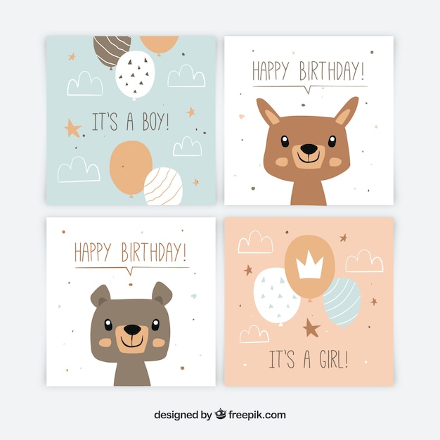 Baby cards collection in flat style