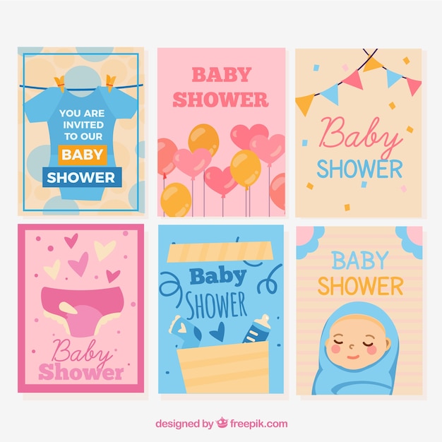 Baby cards collection in flat style