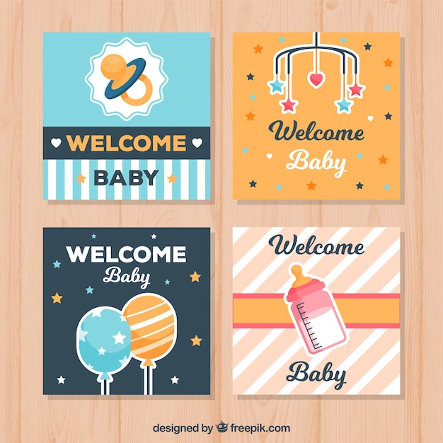 Free vector baby cards collection in flat style