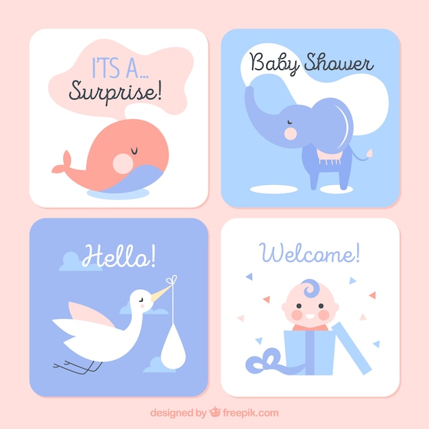 Baby cards collection in flat style