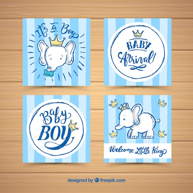 Free vector baby cards collection in hand drawn style