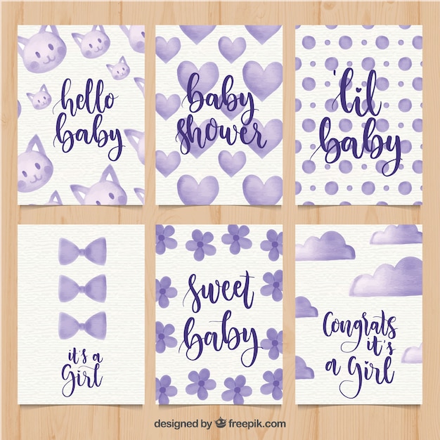 Baby cards collection in watercolor style