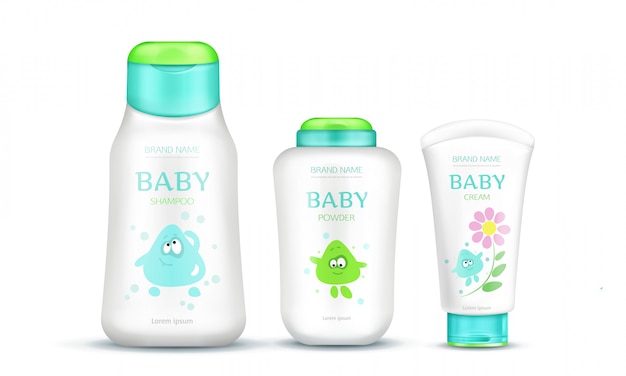 Free vector baby cosmetics package set for kids