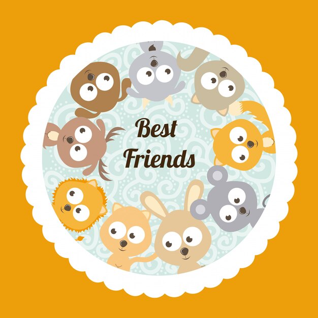 Baby design over orange, animals stickers