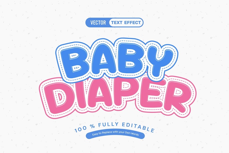 Free Vector baby diaper editable text effect