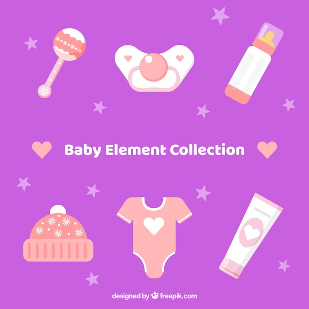 Baby element collection in flat design