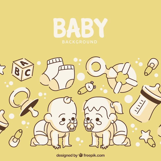 Baby elements background in flat style