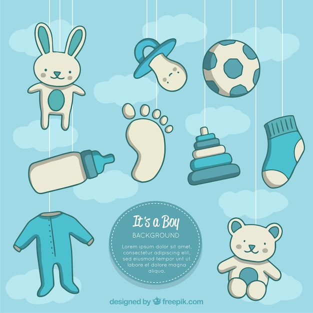 Free Vector Baby Elements Collection In Hand Drawn Style