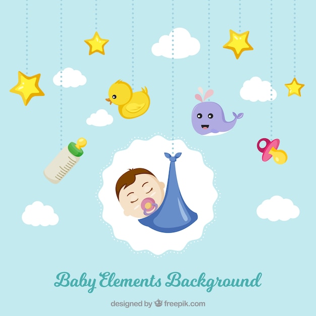 Free vector baby elements background in hand drawn style