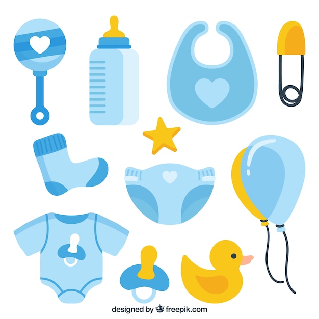 Free vector baby elements collection for boy