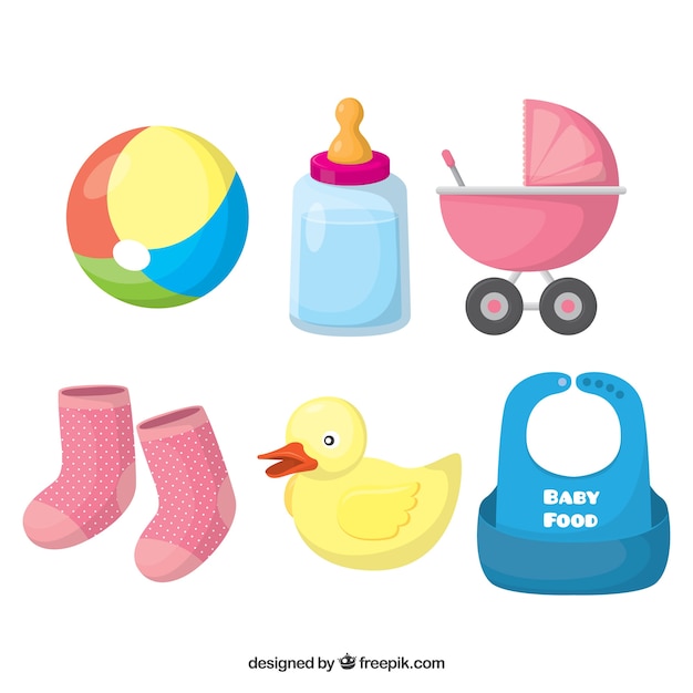 Free vector baby elements collection in flat style