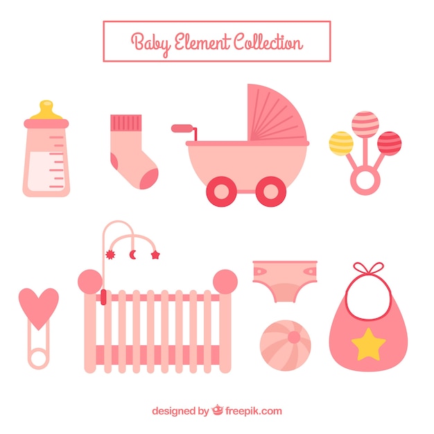 Free vector baby elements collection in flat style