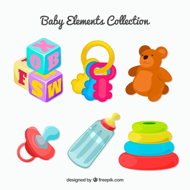 Baby elements collection in flat style