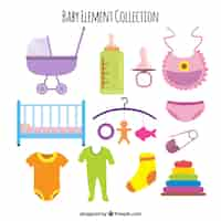 Free vector baby elements collection in flat style