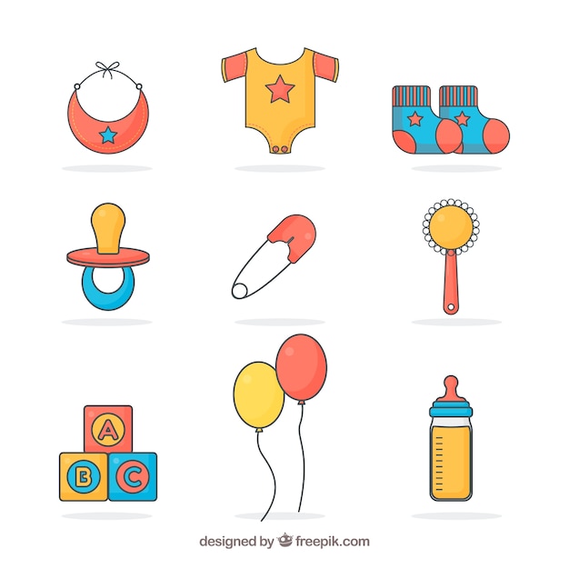 Free vector baby elements collection in flat style