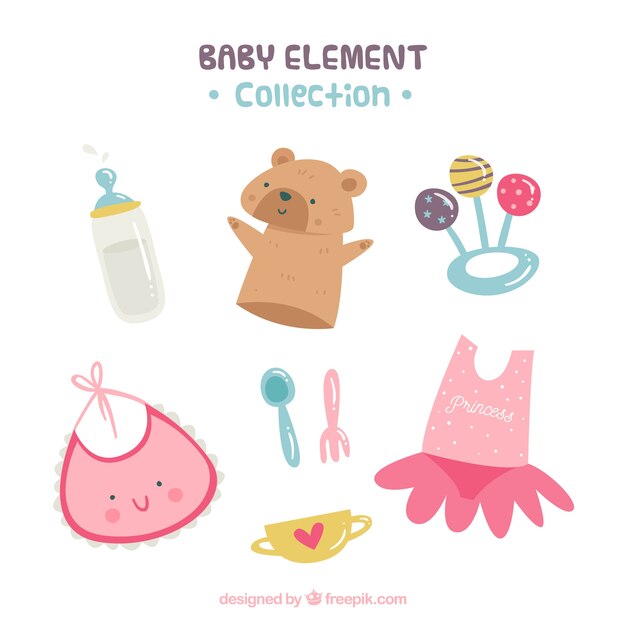 Baby elements collection in flat style