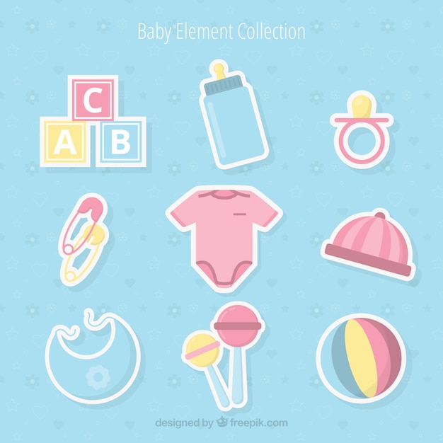 Free vector baby elements collection in flat style