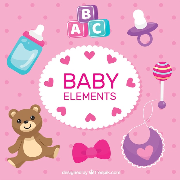 Baby elements collection in flat style