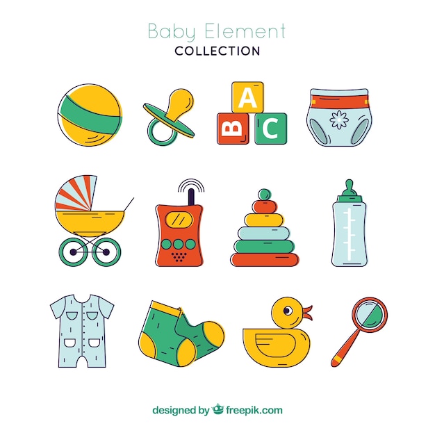 Baby elements collection in flat style