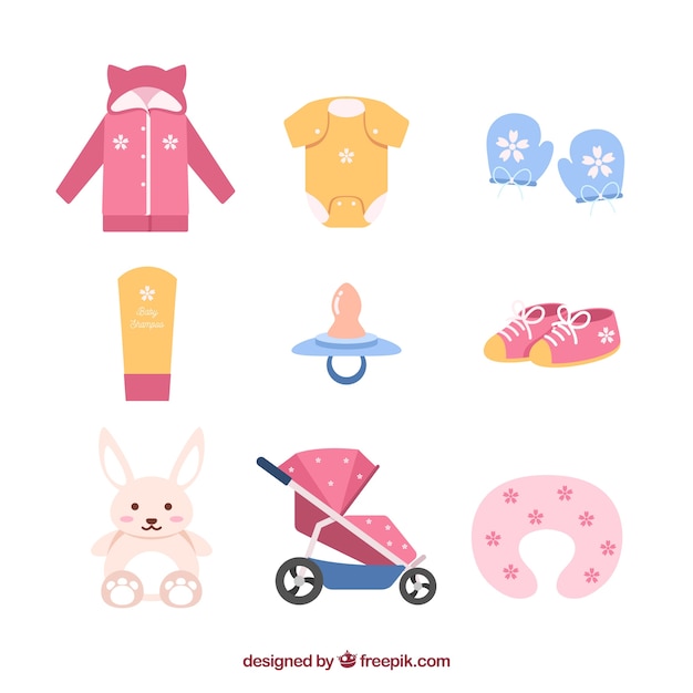 Free vector baby elements collection in flat style